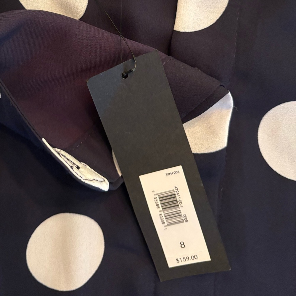 Banana Republic Navy White Polka Dot Maxi Dress Belted Sleeveless Pockets NWT 8 - Picture 10 of 10